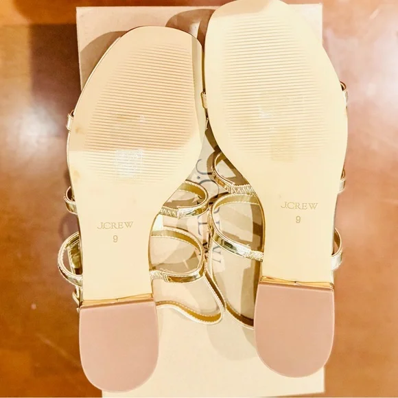 NWT - J. Crew Metallic Gold Strappy Sandals - Picture 3 of 4